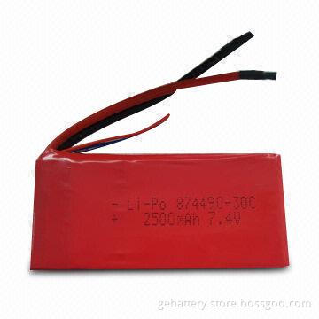 7.4V/2,500mAh/30C Airsoft Gun Li-po High Rate Battery, CE-approved